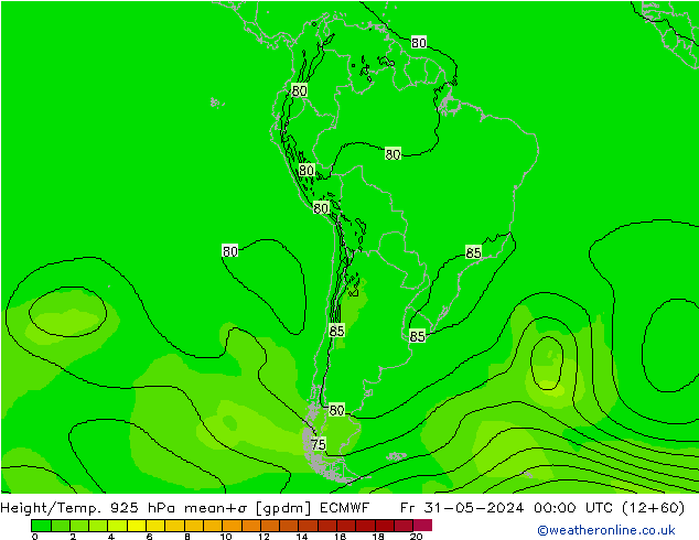 Height/Temp. 925 hPa ECMWF  31.05.2024 00 UTC