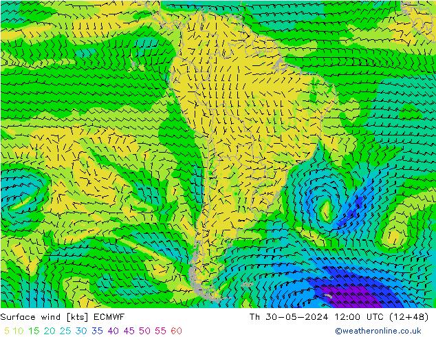 Surface wind ECMWF Th 30.05.2024 12 UTC