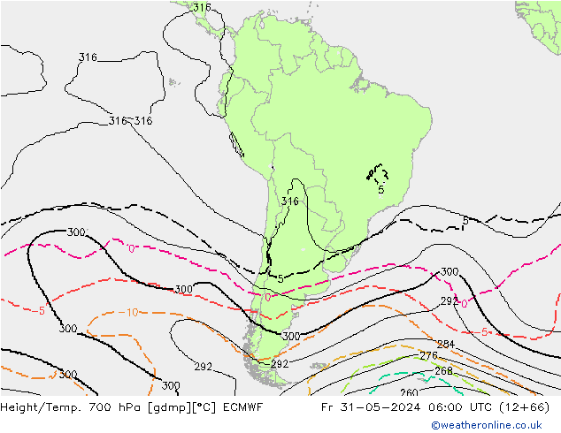 Height/Temp. 700 hPa ECMWF  31.05.2024 06 UTC