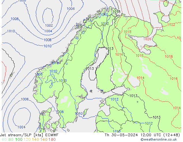 Prąd strumieniowy ECMWF czw. 30.05.2024 12 UTC