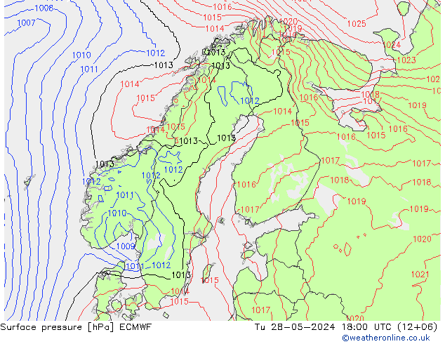 Bodendruck ECMWF Di 28.05.2024 18 UTC