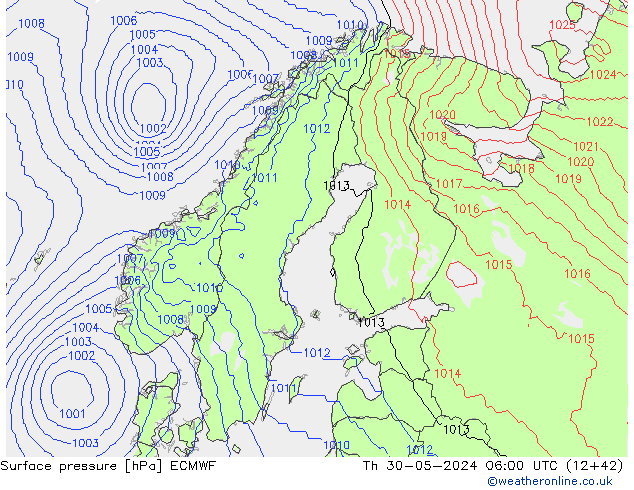 Bodendruck ECMWF Do 30.05.2024 06 UTC