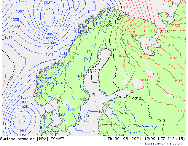 Yer basıncı ECMWF Per 30.05.2024 12 UTC