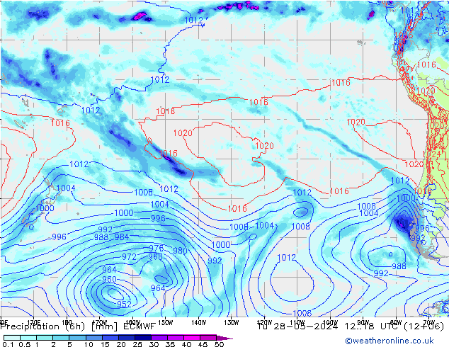 Precipitation (6h) ECMWF Tu 28.05.2024 18 UTC