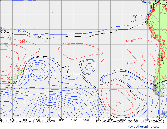 Luchtdruk (Grond) ECMWF do 30.05.2024 00 UTC