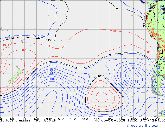 Atmosférický tlak ECMWF Po 03.06.2024 18 UTC