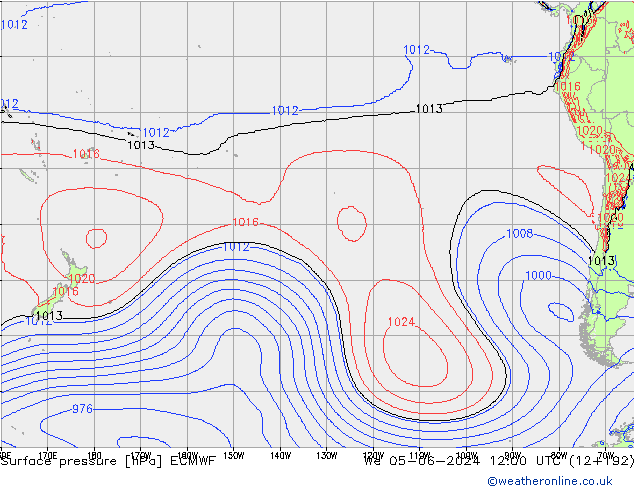 Luchtdruk (Grond) ECMWF wo 05.06.2024 12 UTC