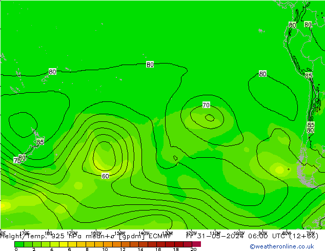 Hoogte/Temp. 925 hPa ECMWF vr 31.05.2024 06 UTC