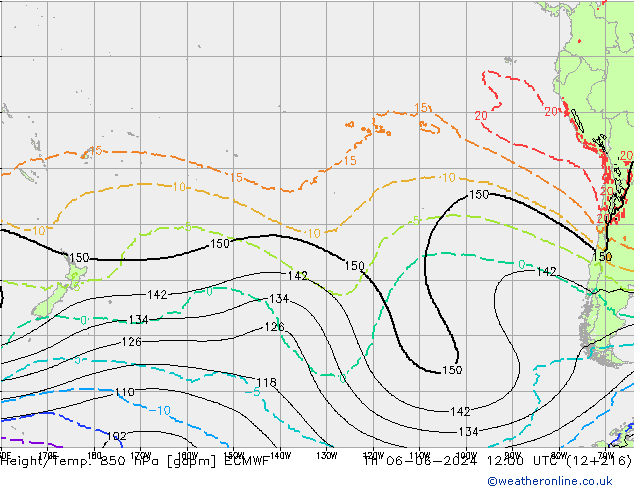 Height/Temp. 850 hPa ECMWF Th 06.06.2024 12 UTC