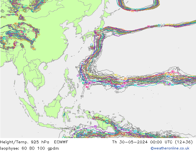 Height/Temp. 925 hPa ECMWF Th 30.05.2024 00 UTC