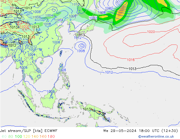 Polarjet/Bodendruck ECMWF Mi 29.05.2024 18 UTC