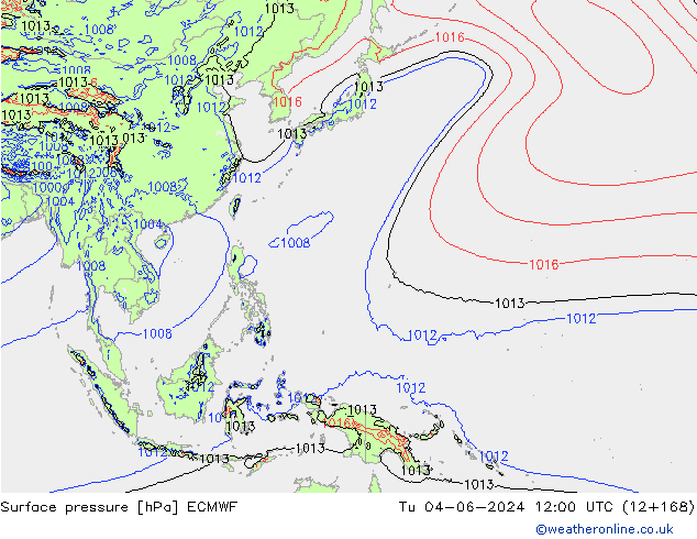 Pressione al suolo ECMWF mar 04.06.2024 12 UTC