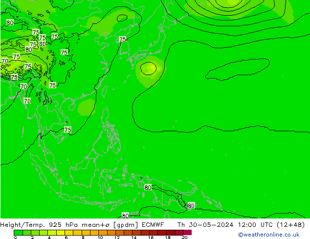 Height/Temp. 925 hPa ECMWF  30.05.2024 12 UTC