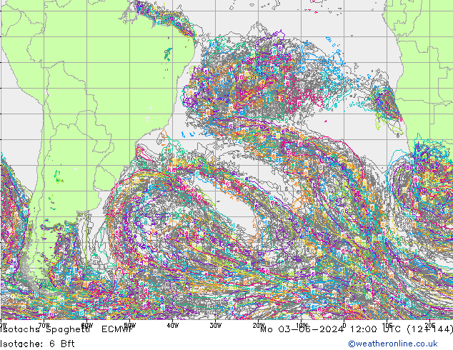 Isotaca Spaghetti ECMWF lun 03.06.2024 12 UTC