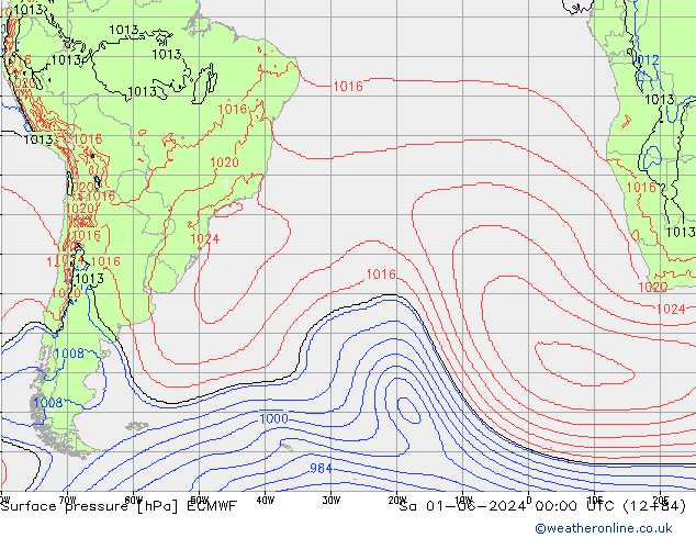 Surface pressure ECMWF Sa 01.06.2024 00 UTC