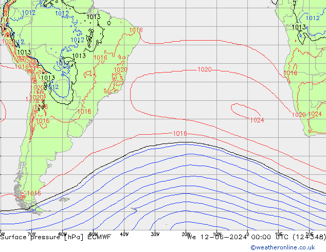 Surface pressure ECMWF We 12.06.2024 00 UTC