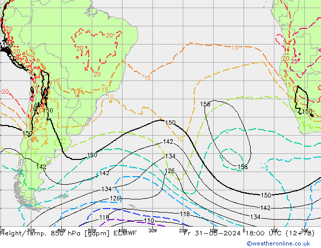 Height/Temp. 850 hPa ECMWF Fr 31.05.2024 18 UTC