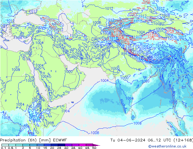 Precipitazione (6h) ECMWF mar 04.06.2024 12 UTC