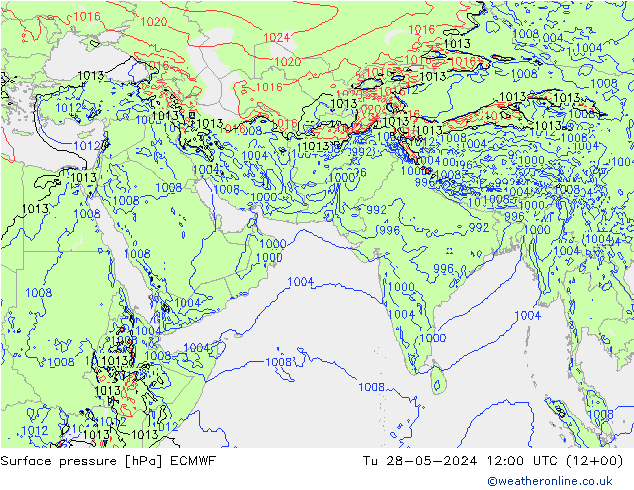 Luchtdruk (Grond) ECMWF di 28.05.2024 12 UTC