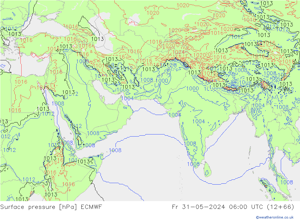 Surface pressure ECMWF Fr 31.05.2024 06 UTC