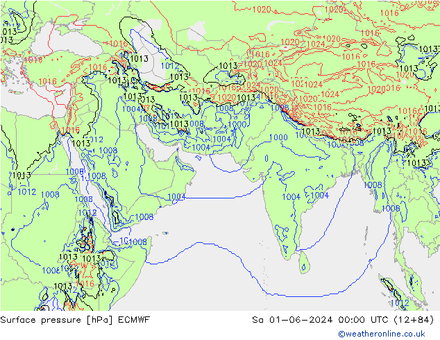 Pressione al suolo ECMWF sab 01.06.2024 00 UTC