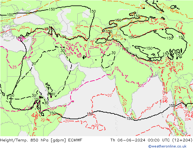 Height/Temp. 850 hPa ECMWF czw. 06.06.2024 00 UTC