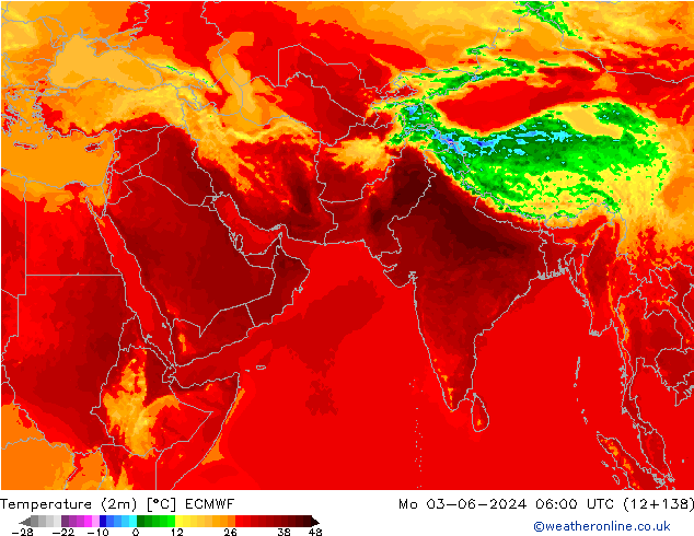 Temperatura (2m) ECMWF lun 03.06.2024 06 UTC