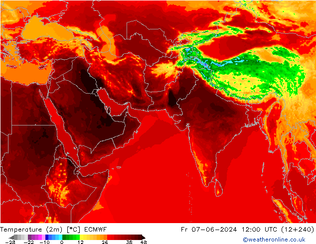 Temperatura (2m) ECMWF Sex 07.06.2024 12 UTC