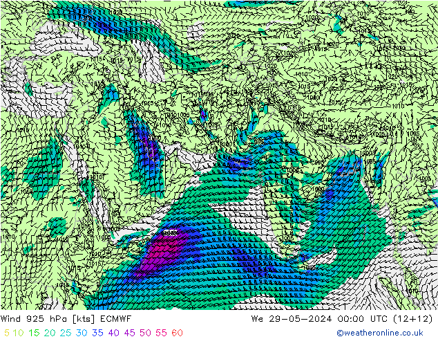 Wind 925 hPa ECMWF wo 29.05.2024 00 UTC
