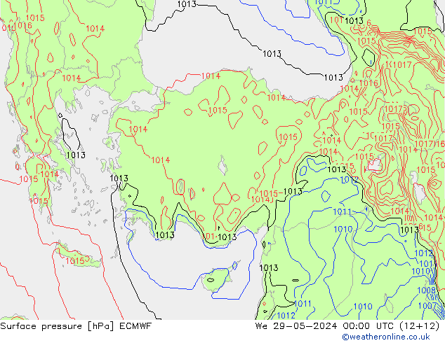 Pressione al suolo ECMWF mer 29.05.2024 00 UTC