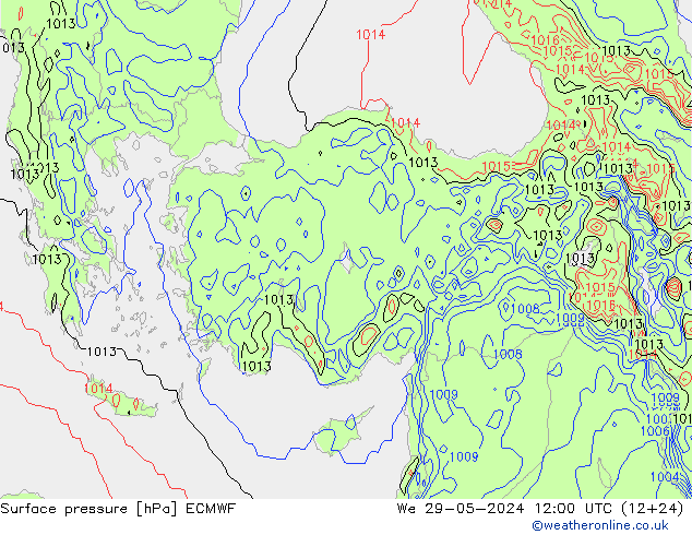 Surface pressure ECMWF We 29.05.2024 12 UTC