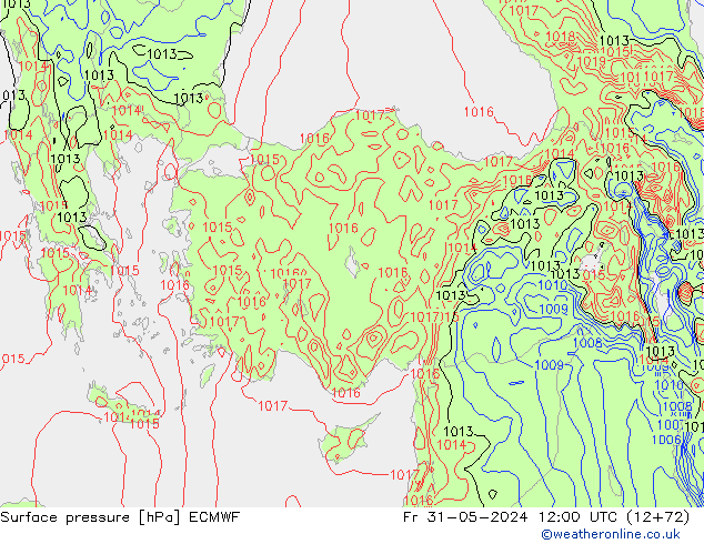 Bodendruck ECMWF Fr 31.05.2024 12 UTC