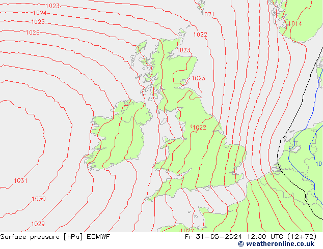 Surface pressure ECMWF Fr 31.05.2024 12 UTC