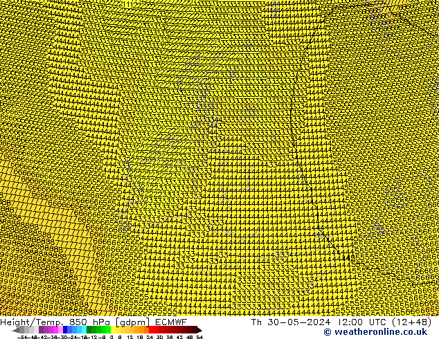 Height/Temp. 850 hPa ECMWF Th 30.05.2024 12 UTC