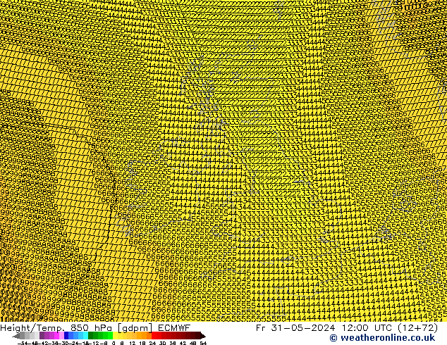 Height/Temp. 850 hPa ECMWF Fr 31.05.2024 12 UTC