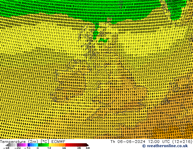 Temperature (2m) ECMWF Čt 06.06.2024 12 UTC