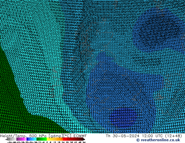 Height/Temp. 500 hPa ECMWF Th 30.05.2024 12 UTC