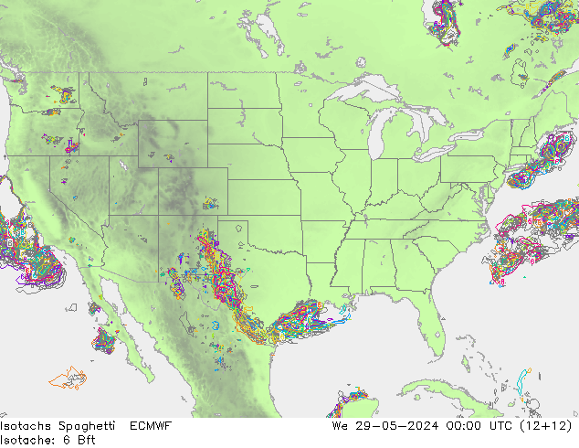 Eşrüzgar Hızları Spaghetti ECMWF Çar 29.05.2024 00 UTC