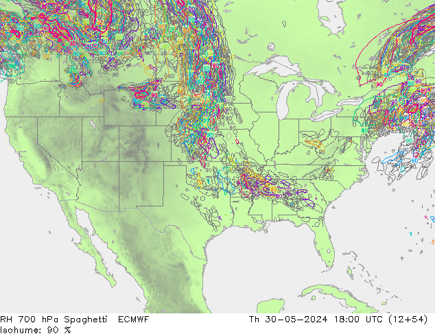 700 hPa Nispi Nem Spaghetti ECMWF Per 30.05.2024 18 UTC