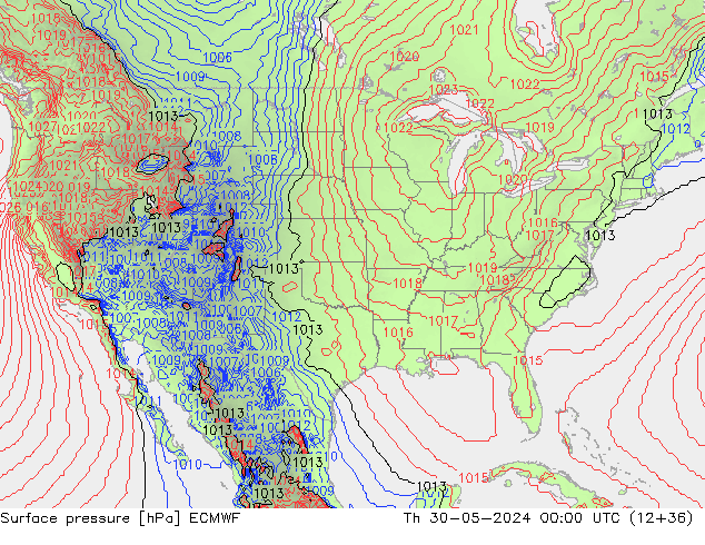 приземное давление ECMWF чт 30.05.2024 00 UTC