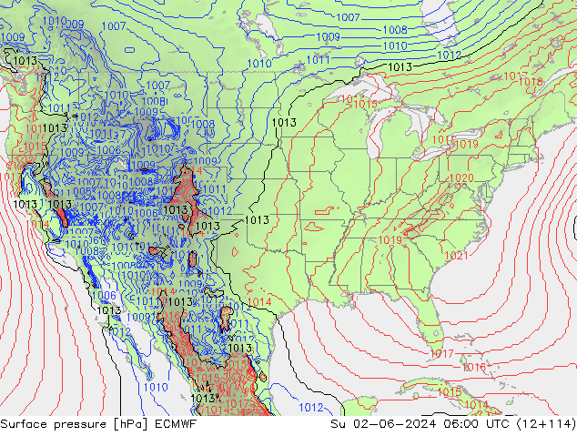 приземное давление ECMWF Вс 02.06.2024 06 UTC