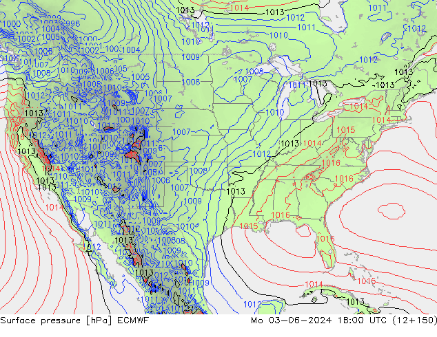 Surface pressure ECMWF Mo 03.06.2024 18 UTC