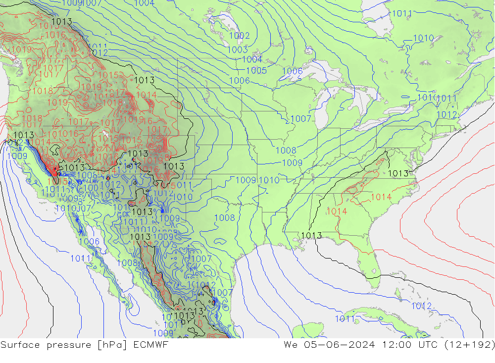 Pressione al suolo ECMWF mer 05.06.2024 12 UTC