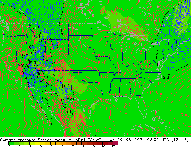 Yer basıncı Spread ECMWF Çar 29.05.2024 06 UTC