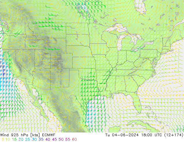 Wind 925 hPa ECMWF Tu 04.06.2024 18 UTC