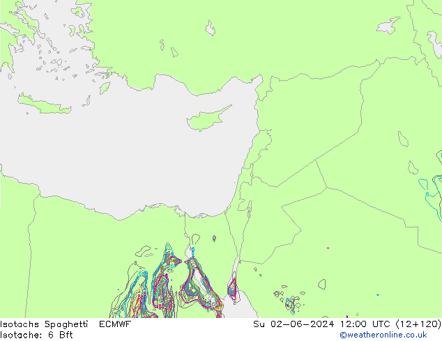 Isotachen Spaghetti ECMWF So 02.06.2024 12 UTC