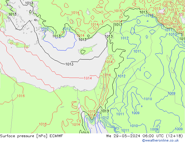 Surface pressure ECMWF We 29.05.2024 06 UTC