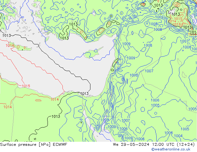 Surface pressure ECMWF We 29.05.2024 12 UTC