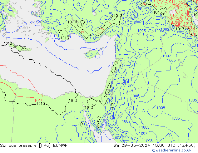 Atmosférický tlak ECMWF St 29.05.2024 18 UTC