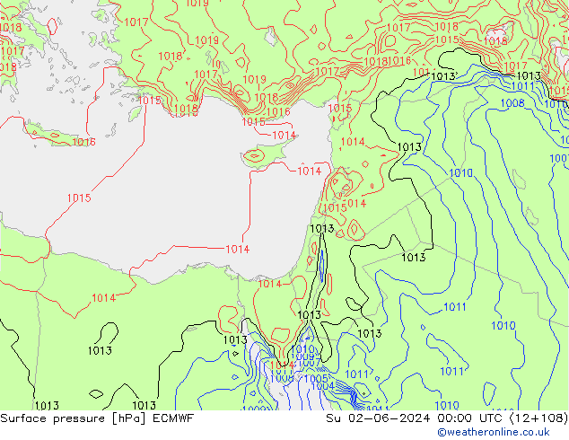 Yer basıncı ECMWF Paz 02.06.2024 00 UTC